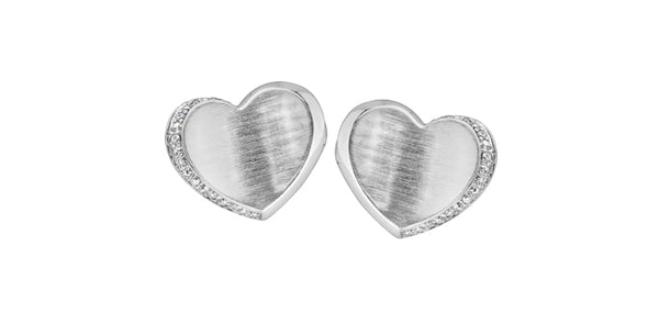 Sterling Silver 0.07cttw Diamond Heart Earrings
