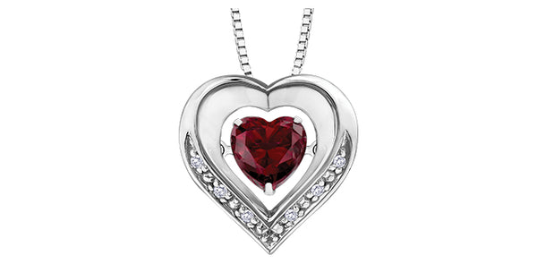 Sterling Silver Created Ruby and Diamond Pulse Necklace, 18"