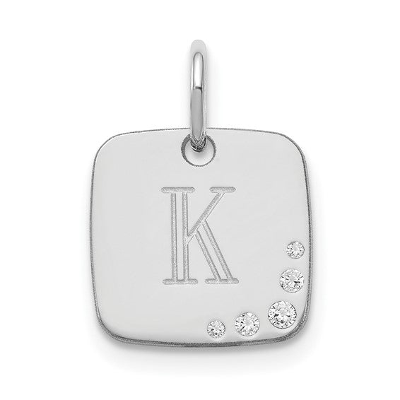 Cushion Initial with 0.027cttw Diamonds Charm