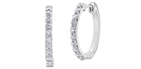 10K White Gold 0.50cttw Diamond Huggies - 17mm