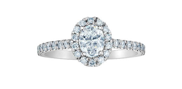 14K White Gold 0.84cttw Lab Grown Oval Diamond Engagement Ring