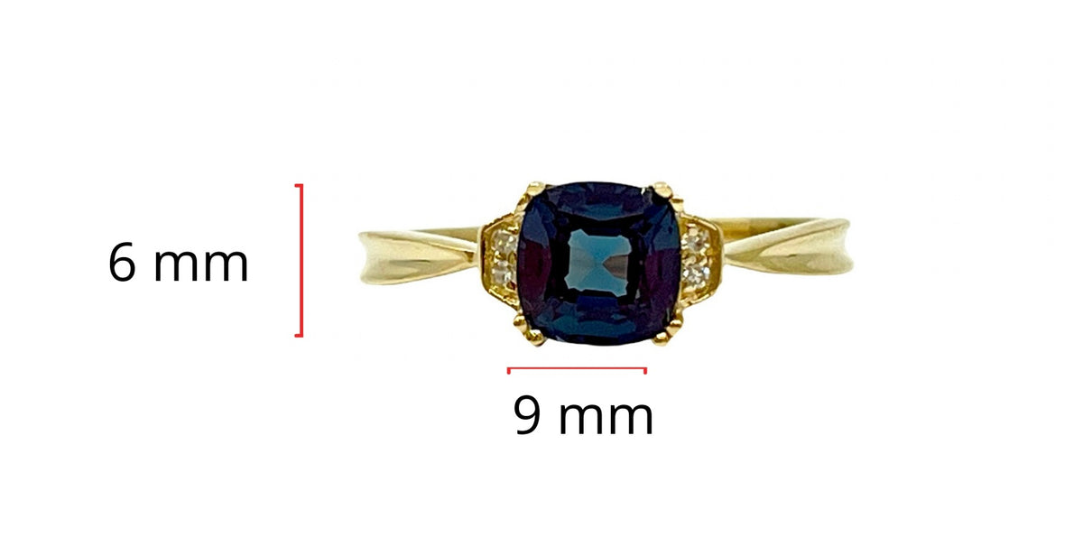 10K Yellow Gold 1.00cttw Created Alexandrite and 0.02cttw Diamond Ring, size 7