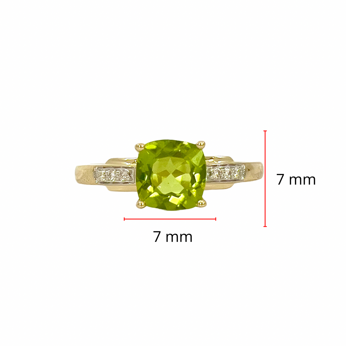 10K Yellow Gold 1.41cttw Peridot and 0.051cttw Diamond Ring - Size 7