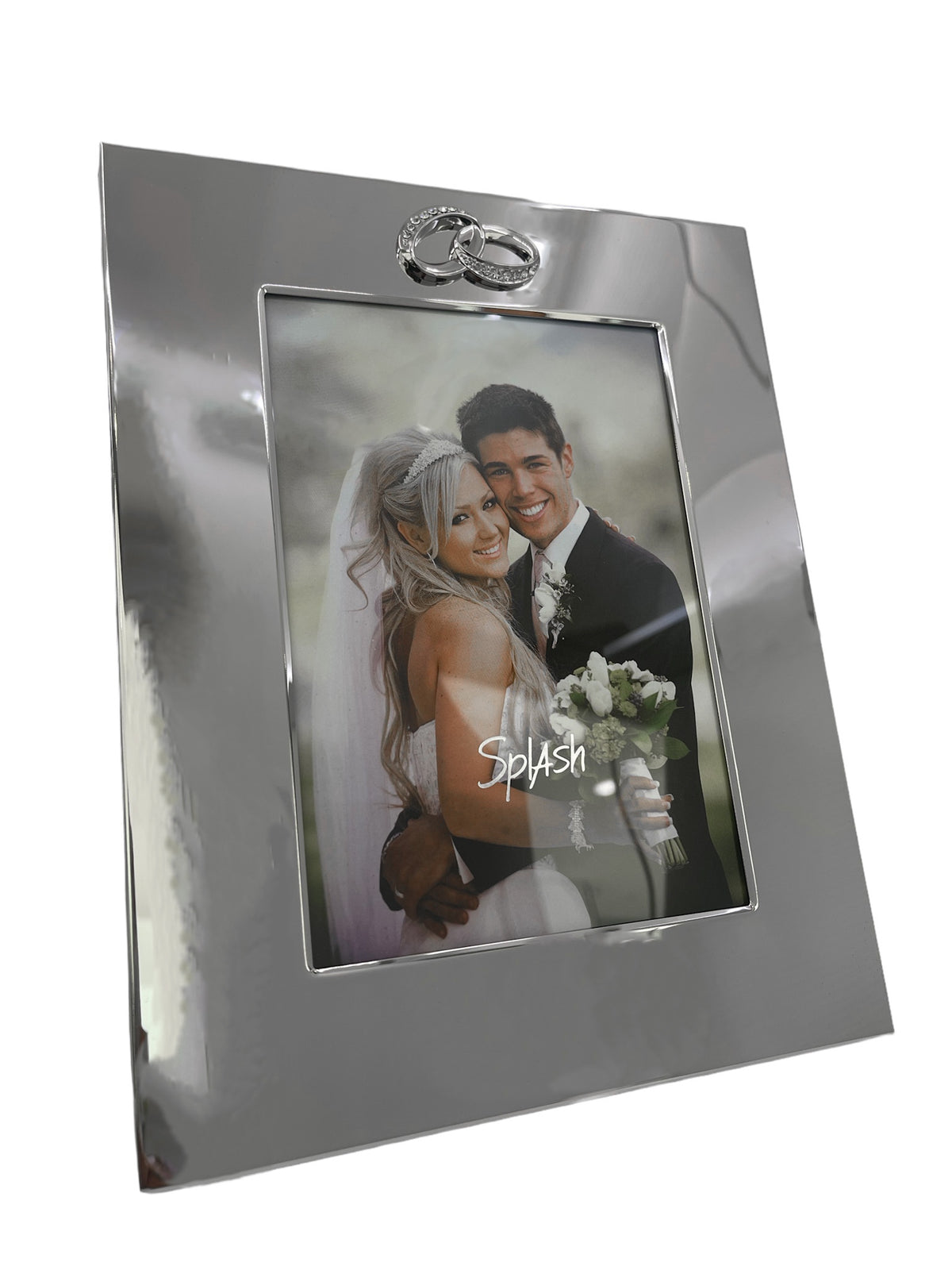 5X7&quot; Silver Plated Frame with Double Ring Icon