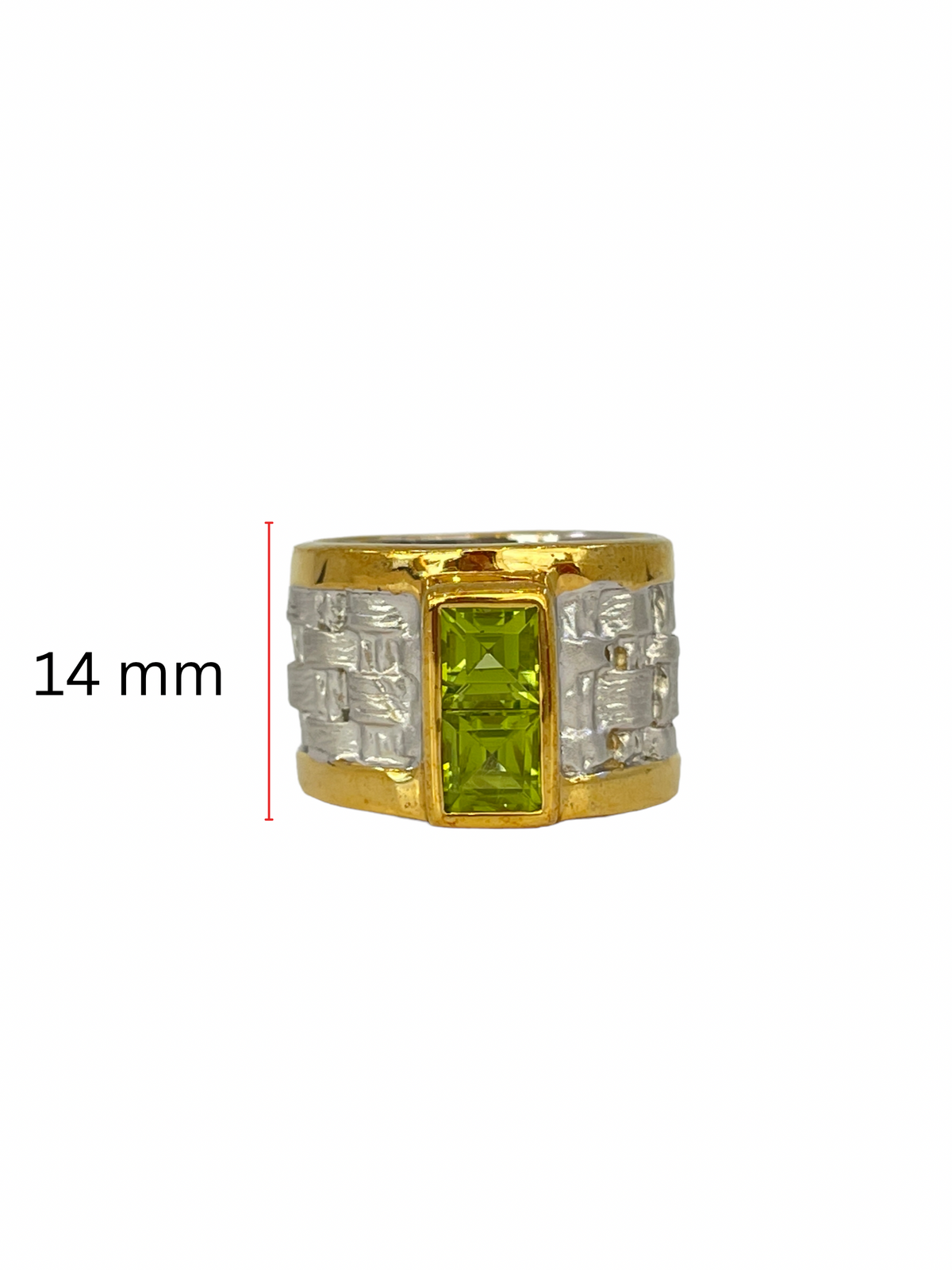 Sterling Silver &amp; 18K Yellow Gold Plated 1.36cttw Peridot Ring, size 7