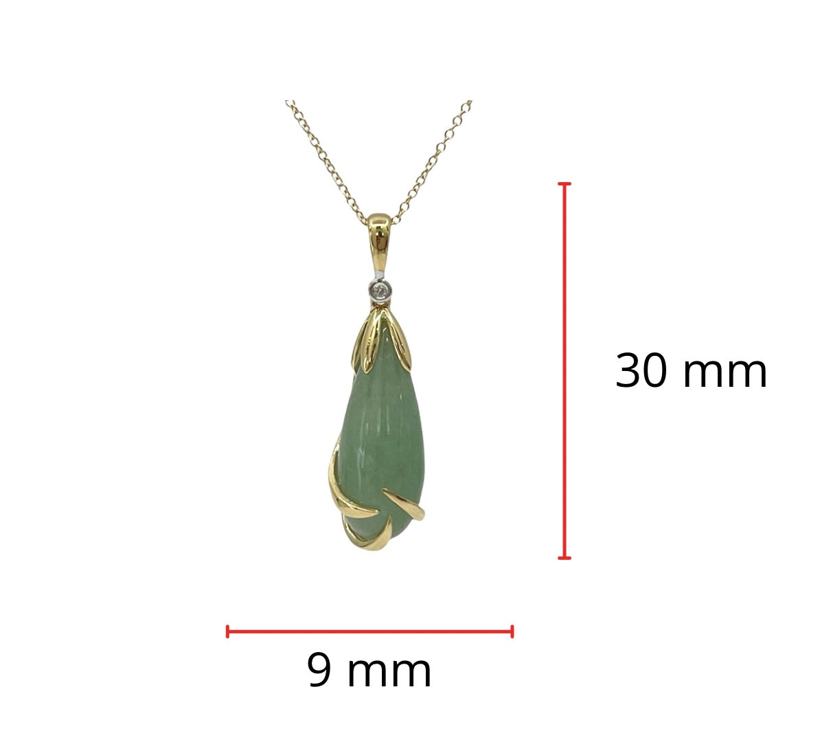 10K Yellow Gold 11.0cttw Jade And Diamond Pendant - 18&quot;