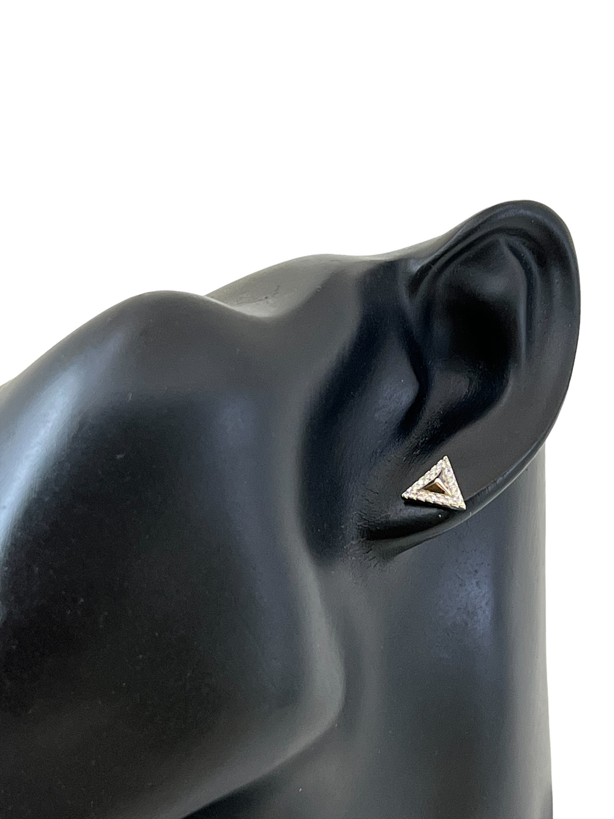 925 Sterling Silver Cubic  Zirconia Triangle Stud Earrings
