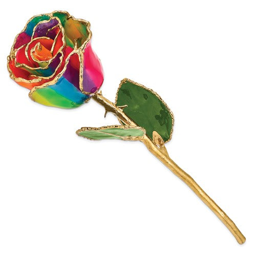 Lacquer Dipped Gold Trimmed Paradise Neon Tie Dyed Real Rose