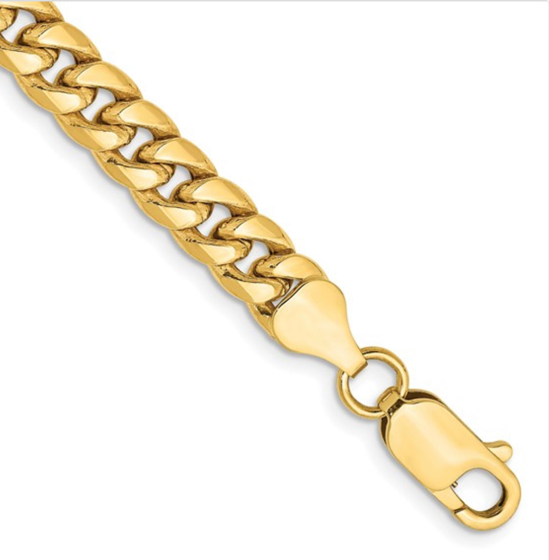 10K Yellow Gold Semi-Solid Miami Cuban Link Curb Chain - 7.3mm