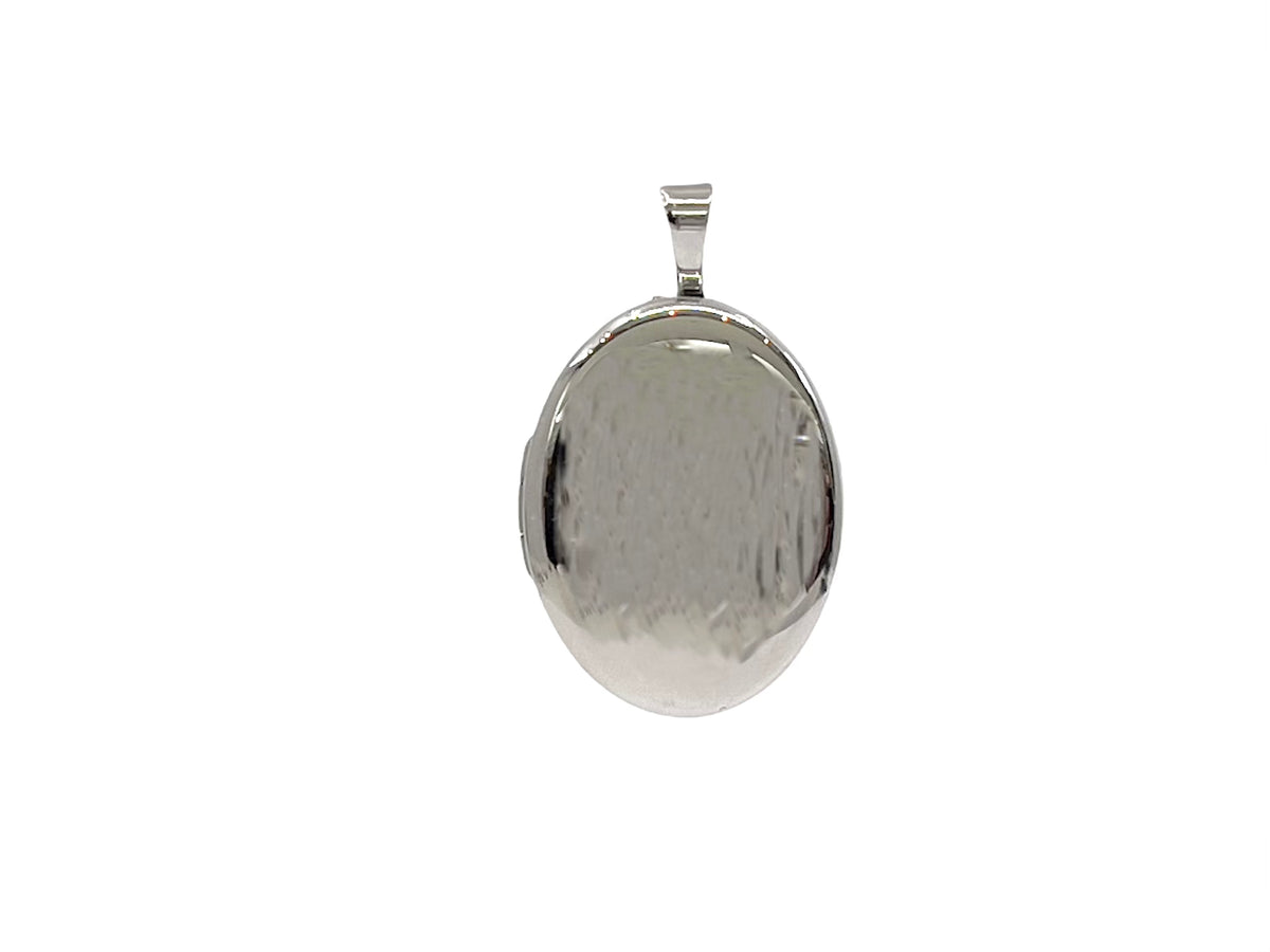925 Sterling Silver Polished Front and Brushed Back Oval Locket - 20mm x 15mm
