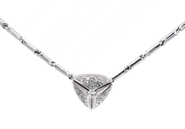 18K White Gold Diamond Pave Necklace, 18"