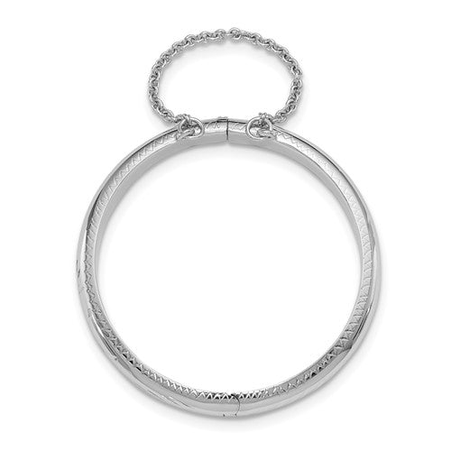 Sterling Silver Rhodium-plated Textured Safety Hinged Baby Bangle