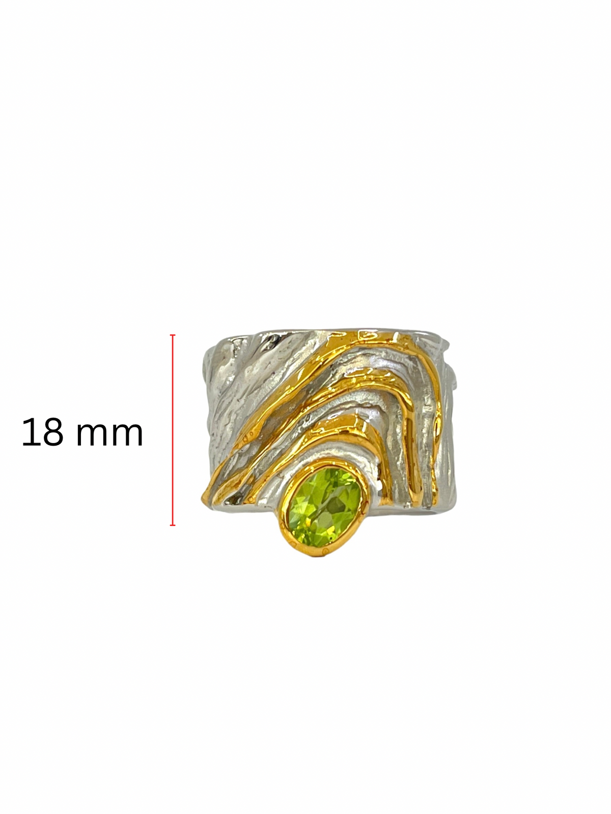 Sterling Silver &amp; 18K Yellow Gold Plated 0.80cttw &quot;AA&quot; Peridot Ring, Size 7