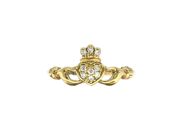 Yellow Gold Diamond Claddagh Ring - Dana Dow Jewellers