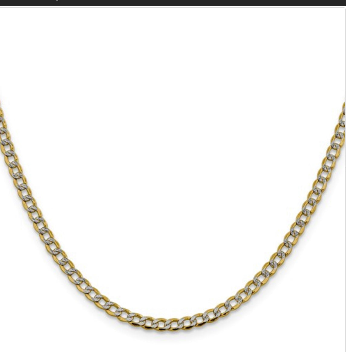 14K Yellow Gold and Rhodium Plated Pave Curb Chain - 5.2mm