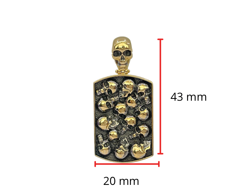 10K Yellow Gold Multiple Skull Pendant
