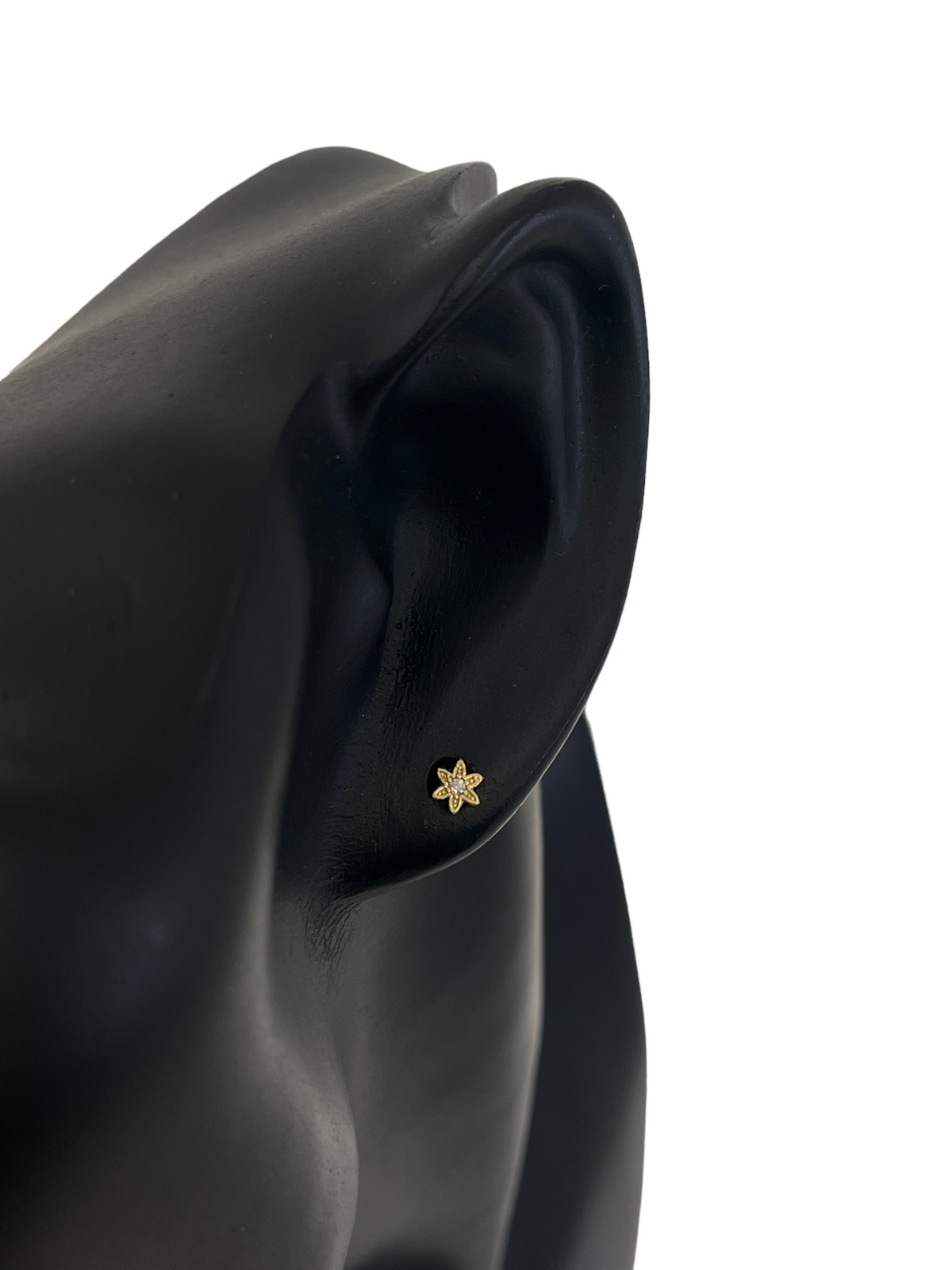 10K Yellow Gold Cubic Zirconia Flower Stud Earrings with Screw Backs - 4.3mm