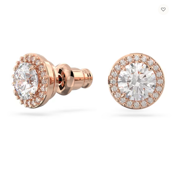 Swarovski Constella/Una Angelic stud earrings, Round cut, Pavé, White, Rose gold-tone plated - 5636275/5648995 (SS)