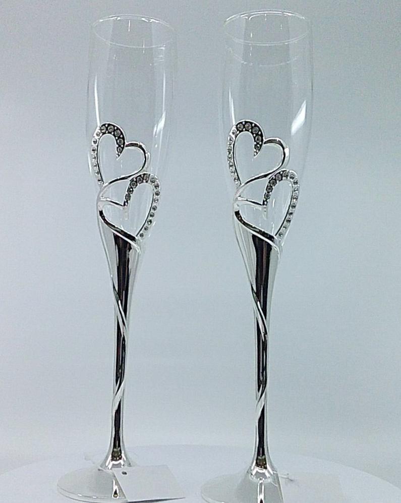 Double Heart Champagne Flutes