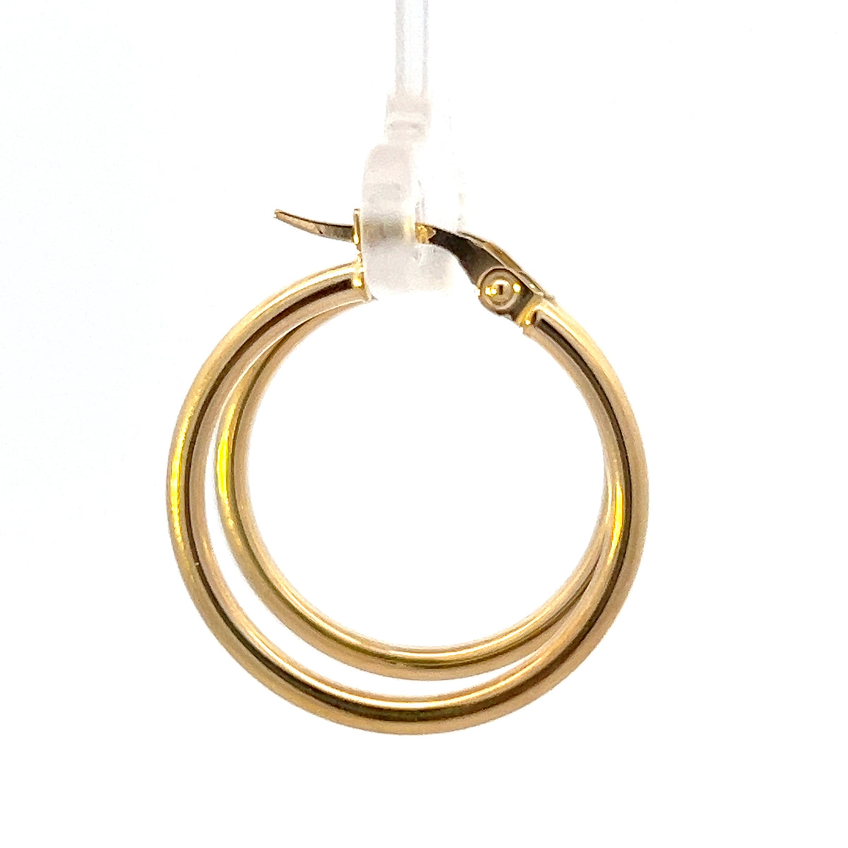 10K Yellow Gold 2mm Tube  Hoop Earrings Large