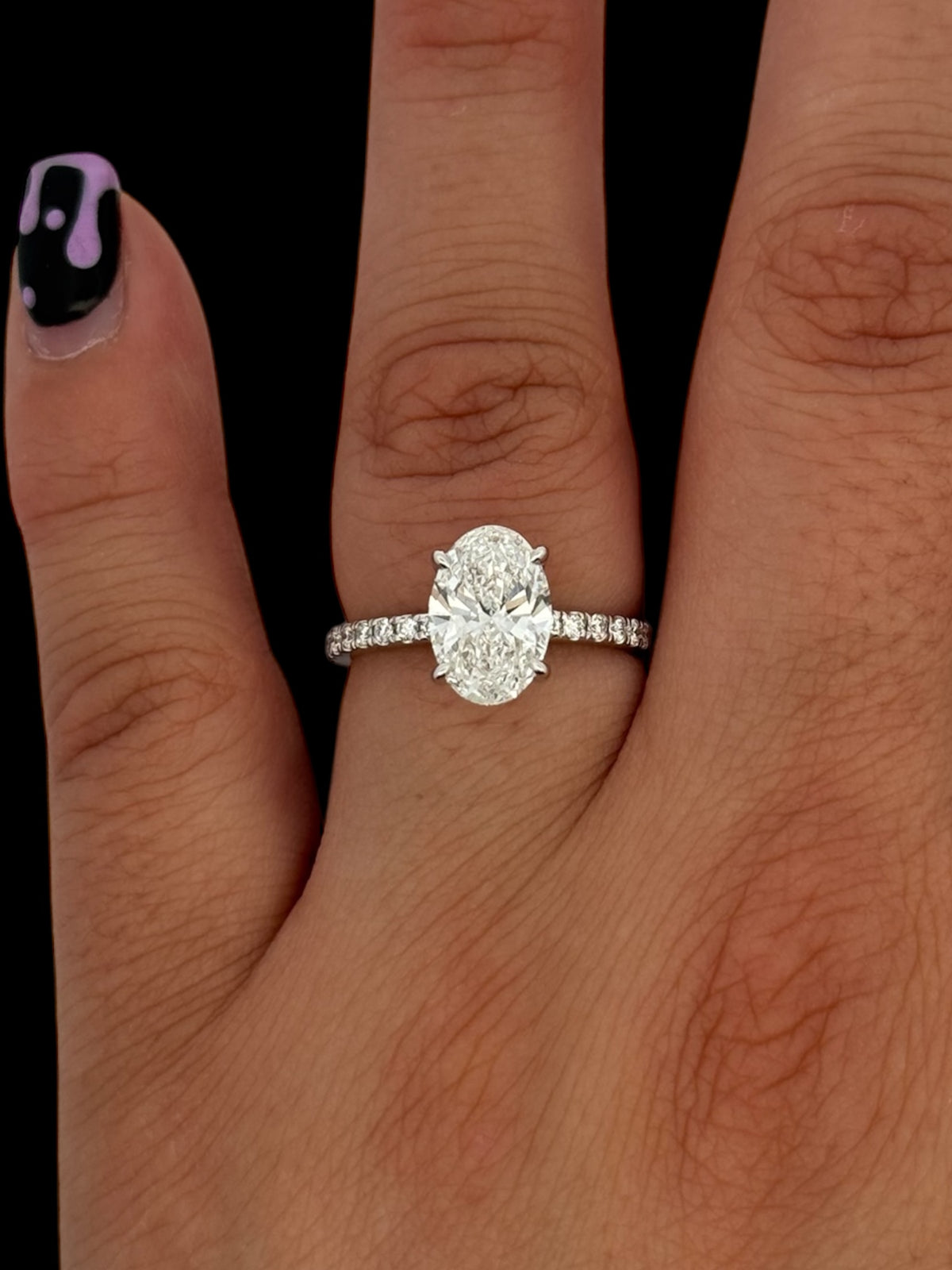 14K Gold Lab Grown Oval Diamond Engagement Ring