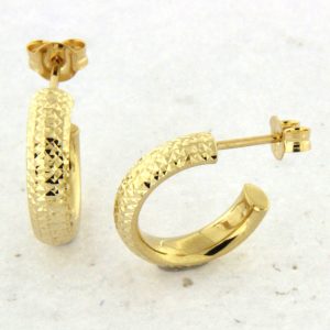 10K Yellow Gold Half Hoop / Stud Earring