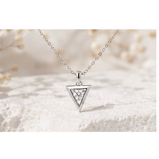 Sterling Silver Inverted Triangle Lab Grown Diamond Necklace 18"