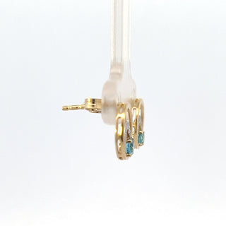 10K Yellow Gold Blue Topaz and Diamond Earring