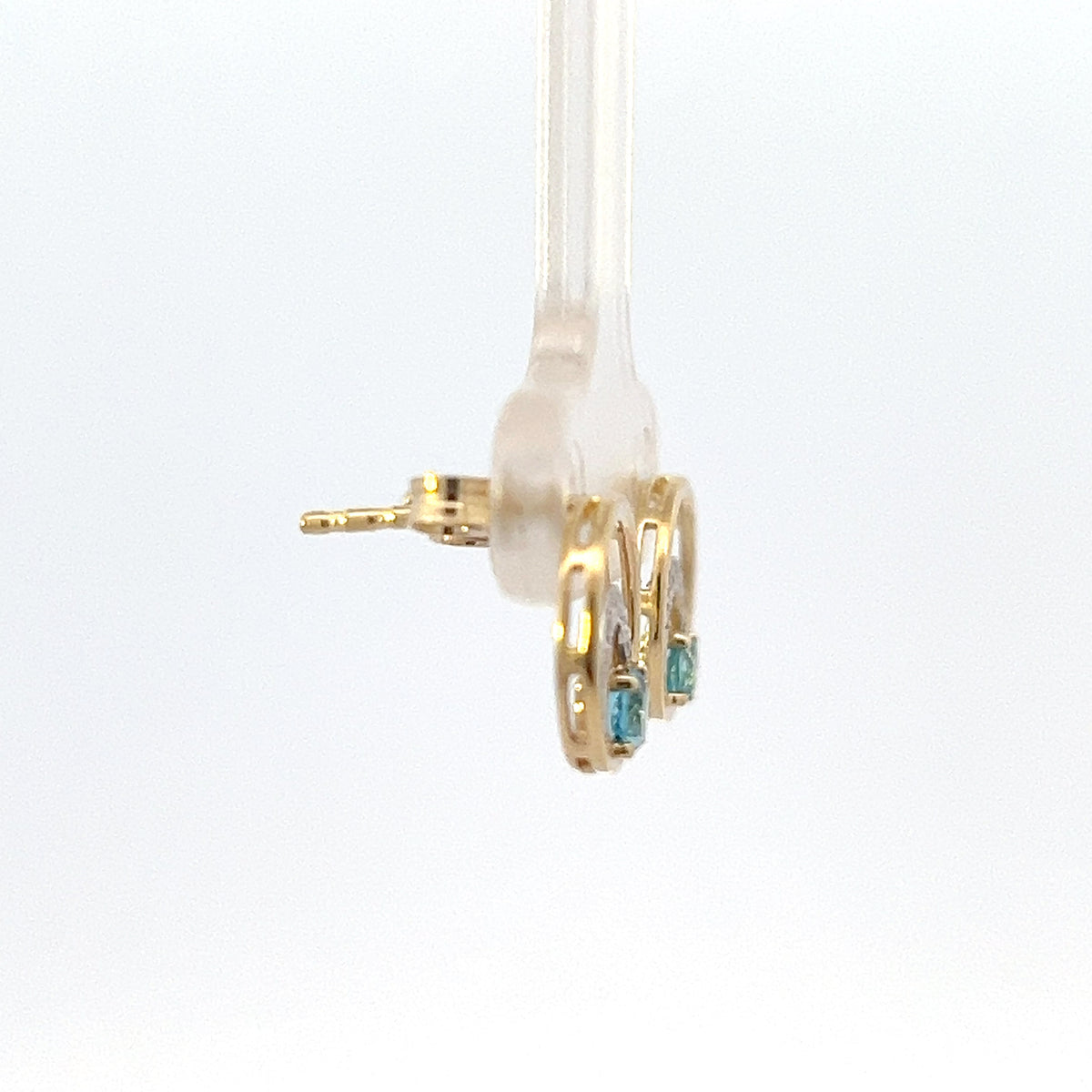 10K Yellow Gold Blue Topaz and Diamond Earring