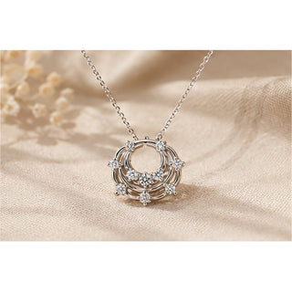 Sterling Silver Lab Grown Diamond Circular Necklace 18"