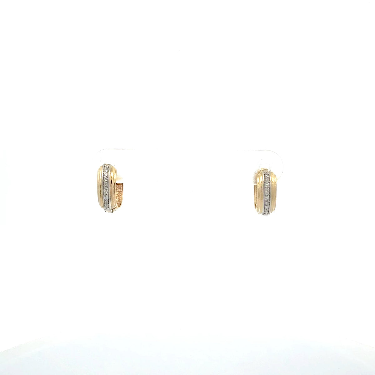 10K Yellow and White Gold Huggies Diamond Earring