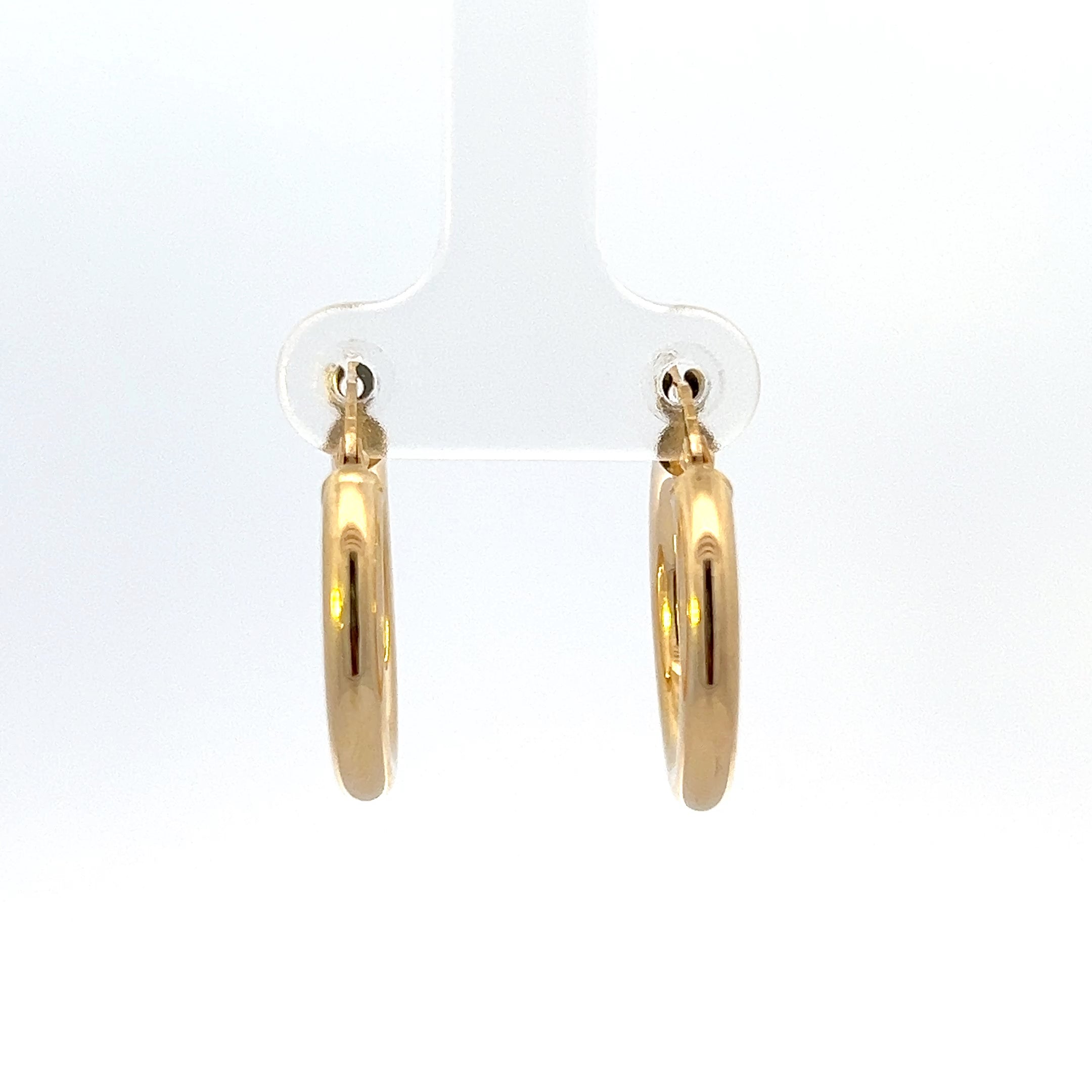 10K Yellow Gold 3mm Tube  Hoop Earrings Medium