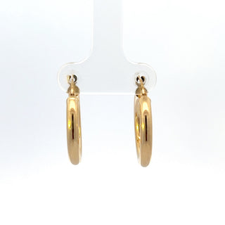 10K Yellow Gold 3mm Tube  Hoop Earrings Medium