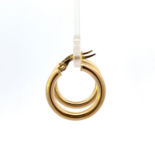 10K Yellow Gold 3mm Tube  Hoop Earrings Medium