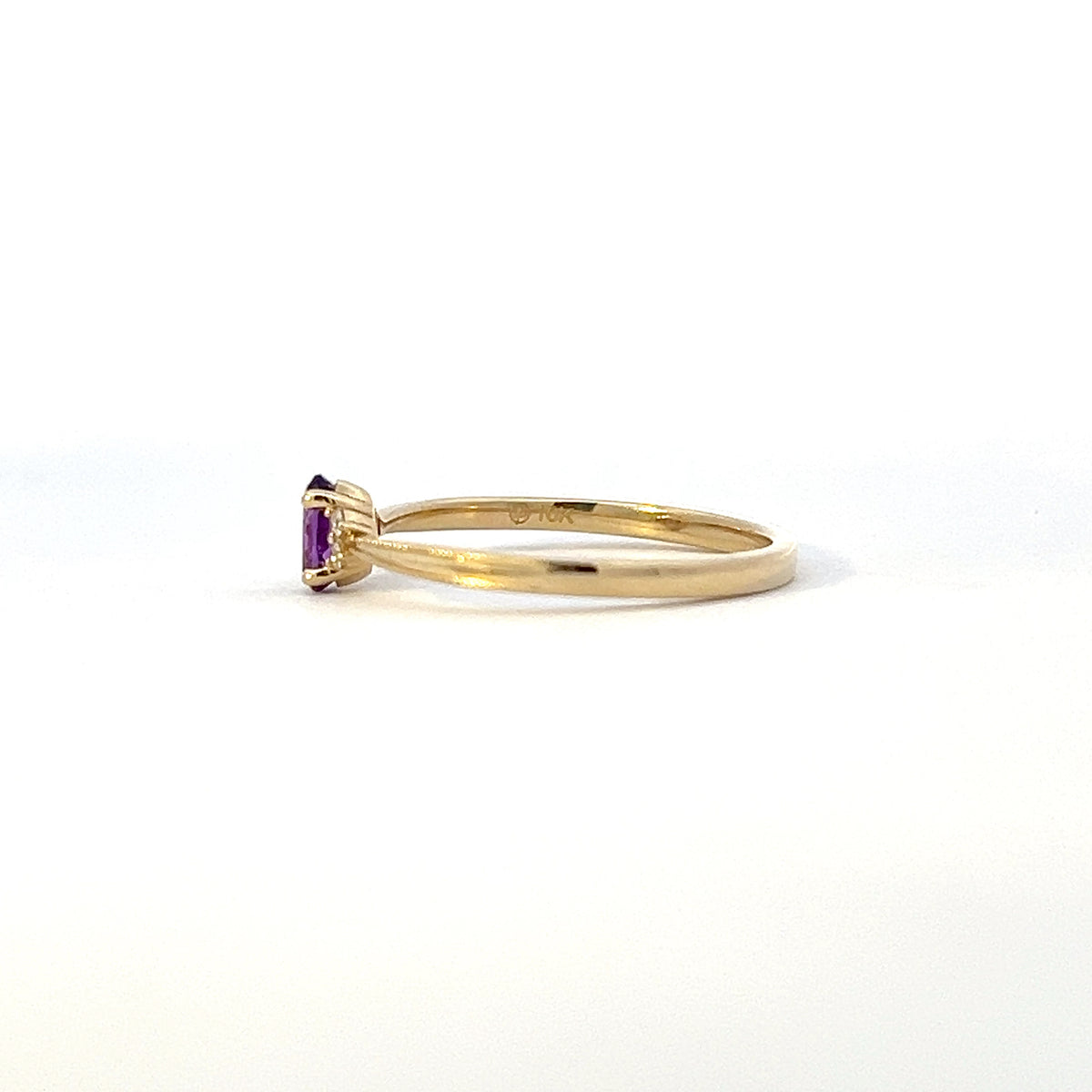 10K Yellow Gold 0.16cttw Amethyst and 0.03cttw Diamond Ring