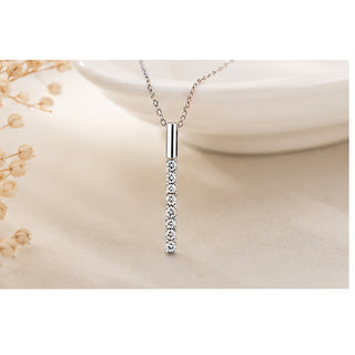 Sterling Silver Lab Grown Diamond Vertical Bar Necklace 18"