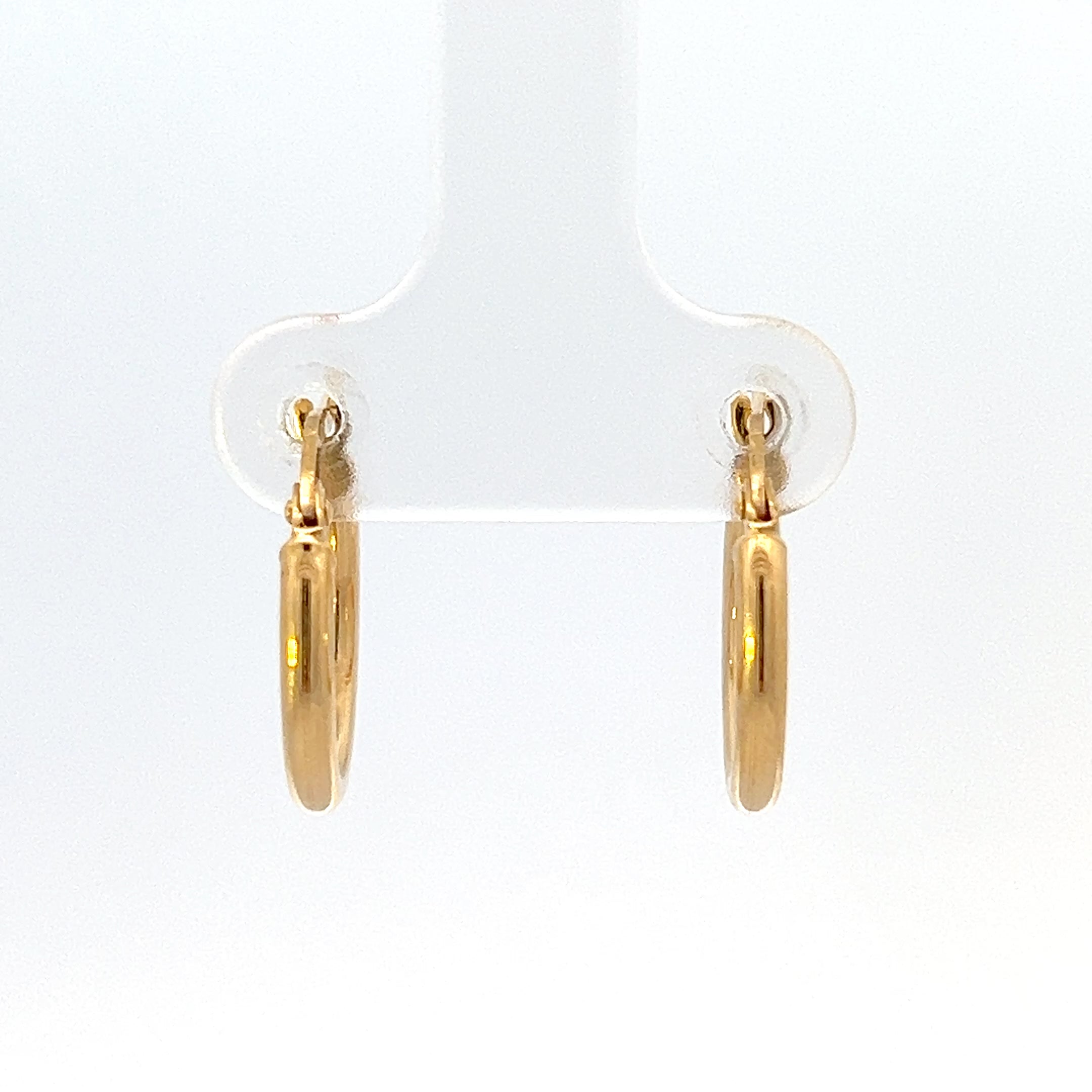 10K Yellow Gold 2mm Tube  Hoop Earrings small