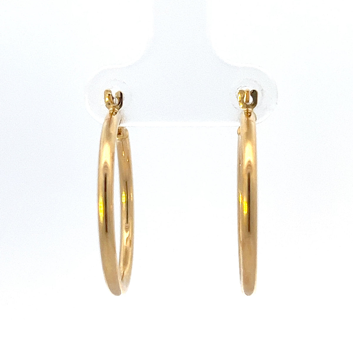 10K Yellow Gold 2mm Tube  Hoop Earrings Large