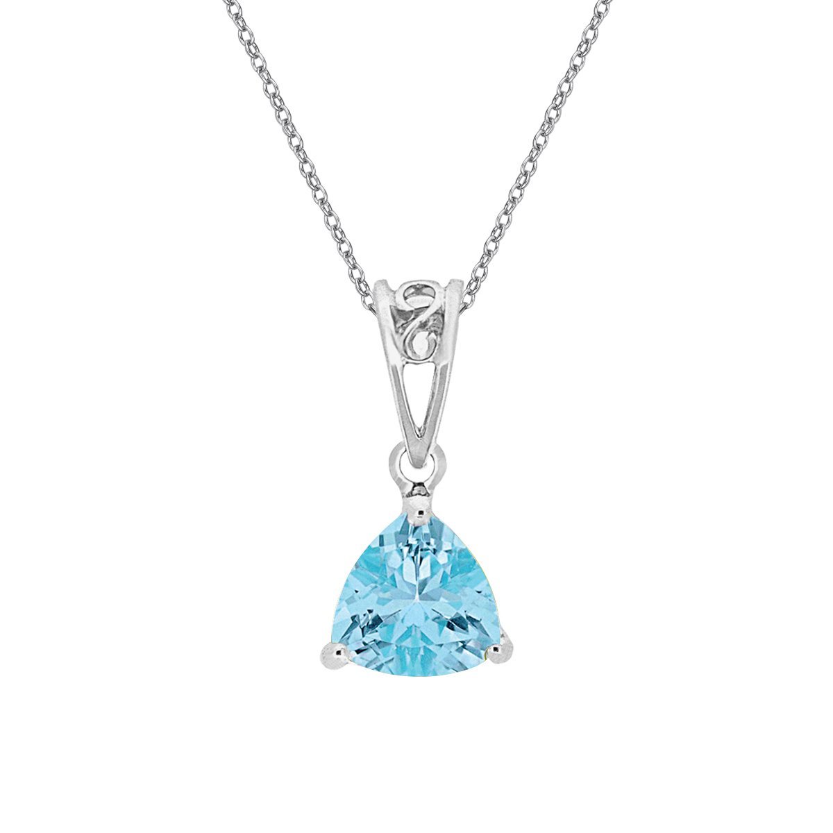 10K White Gold Prong-set Blue Topaz pendant