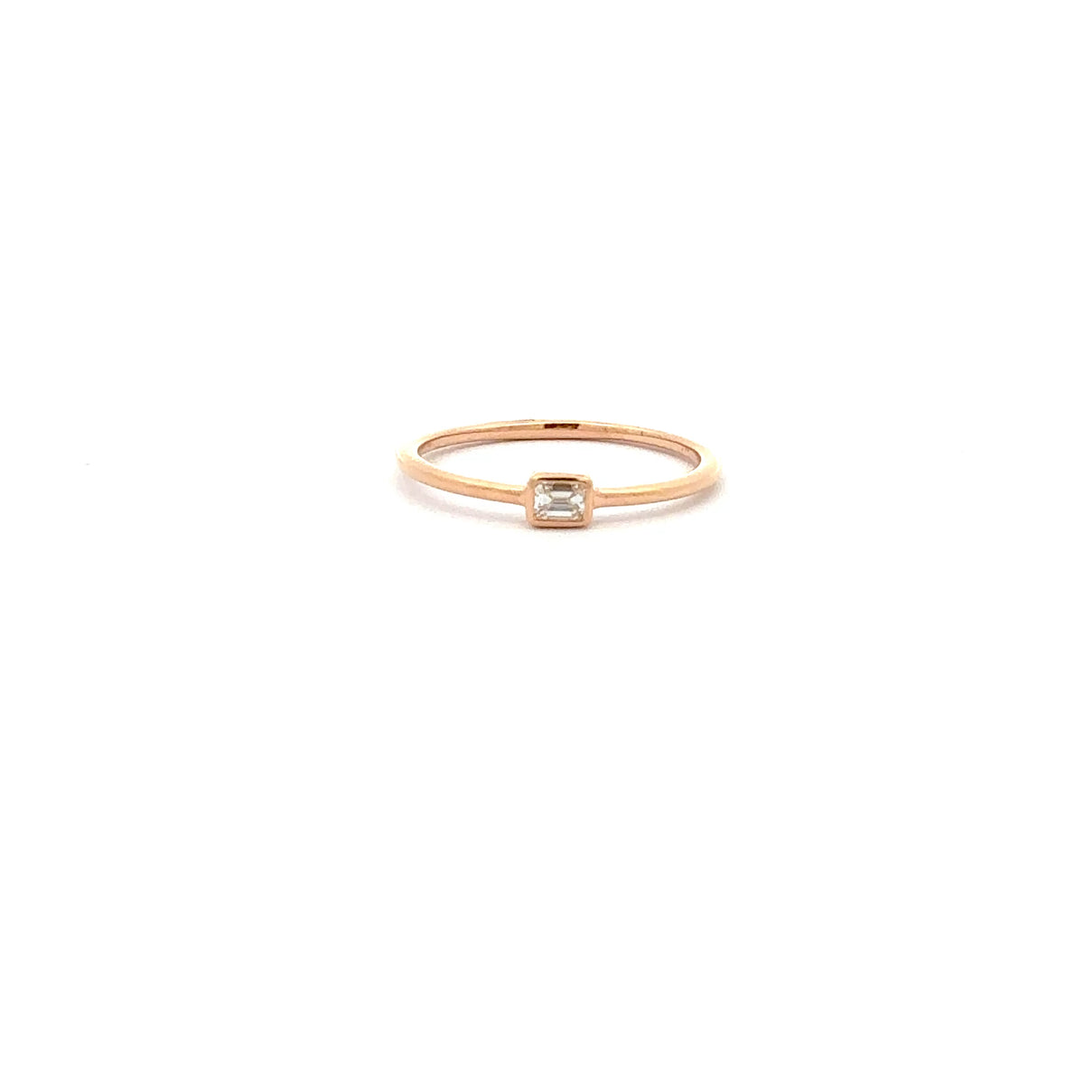 18K Rose Gold 0.10cttw Emerald Cut Diamond Ring