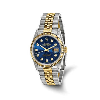 Rolex | 36mm Datejust Steel and 18k Jubilee Blue Diamond Dial and Fluted Bezel Watch - Independently Certified Swiss Crown™ USA