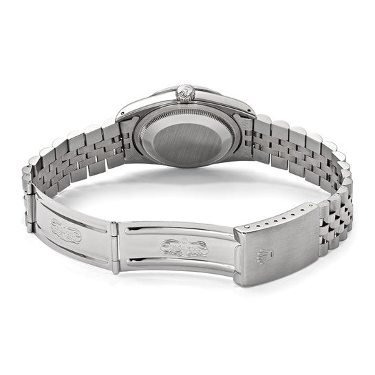 Rolex de segunda mano de Swiss Crown™ EE. UU. Reloj Rolex de acero de 36 mm Jubilee Datejust con esfera gris y bisel de diamantes de segunda mano certificado independientemente