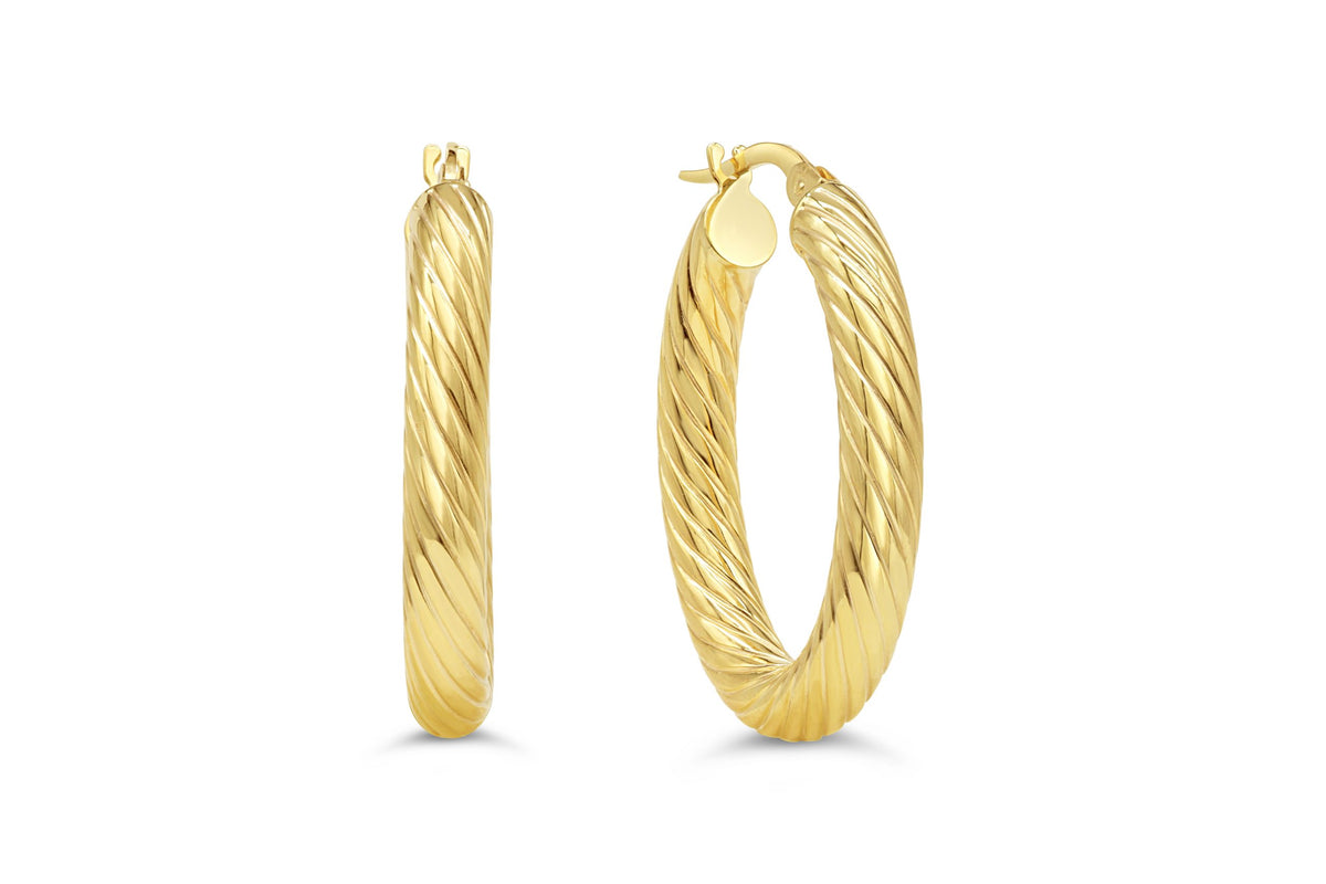 Pendientes de oro amarillo de 10 quilates con circonita cúbica de 15 mm