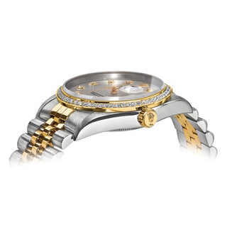 Rolex Pre-owned Rolex by Swiss Crown™ USA Pre-owned Independently Certified Rolex Steel and 18k 36mm Jubilee Datejust Silver Diamond Dial and Bezel Watch