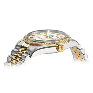 Rolex | Steel and 18k 36mm Jubilee Datejust Mother of Pearl Diamond Dial and Bezel Watch | Swiss Crown™ USA Pre-owned Independently Certified