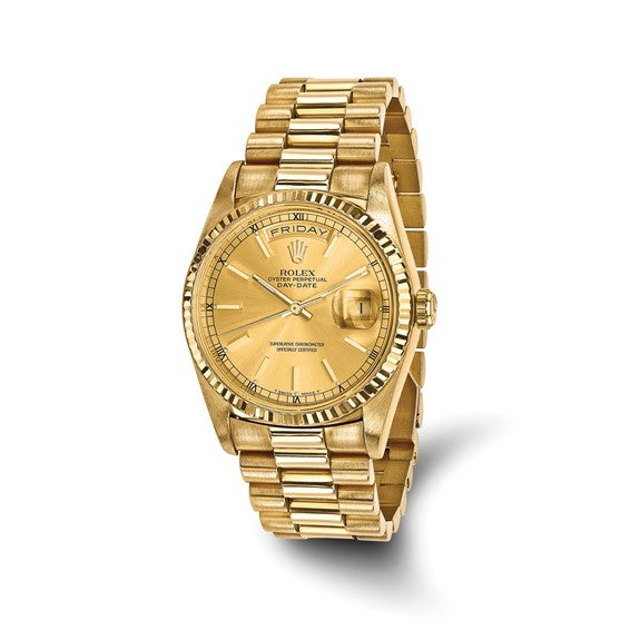 Swiss Crown™ USA Pre-owned Rolex-Independently Certified 18k 36mm Case Double Quickset Presidential Champagne Dial Watch