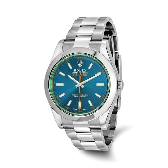 Swiss Crown™ USA Pre-owned Rolex-Independently Certified SS MILGAUSS BLUE DIAL