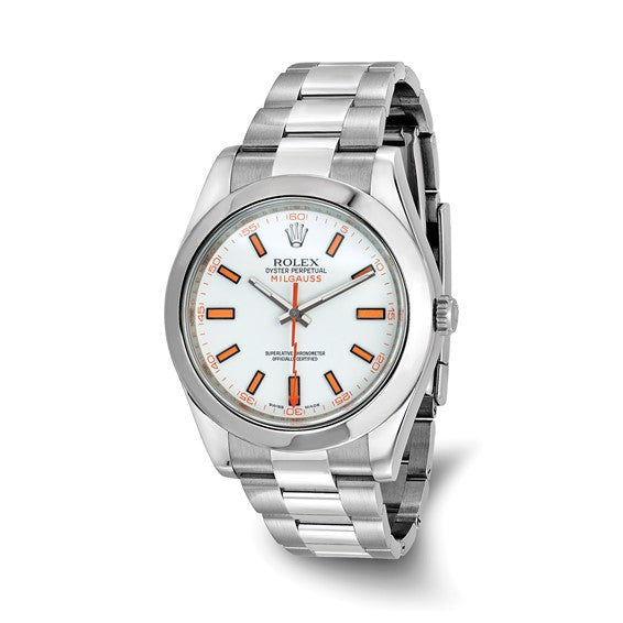 Swiss Crown™ USA Pre-owned Rolex-Independently Certified MENS SS MILGAUSS White DIAL