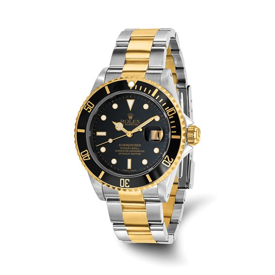 Reloj Rolex Submariner de 40 mm con esfera negra y acero Rolex certificado independiente de segunda mano Swiss Crown™ en EE. UU.