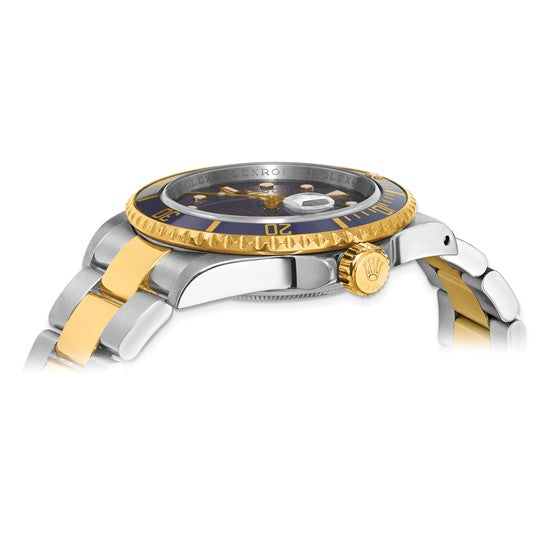Reloj Submariner de 40 mm con esfera azul y acero con certificación independiente Rolex de segunda mano Swiss Crown™ Oyster de 18 k 